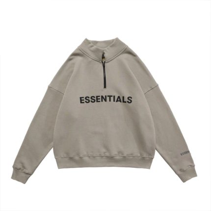 Essentials Half Zip High Collar Hoodie Loose