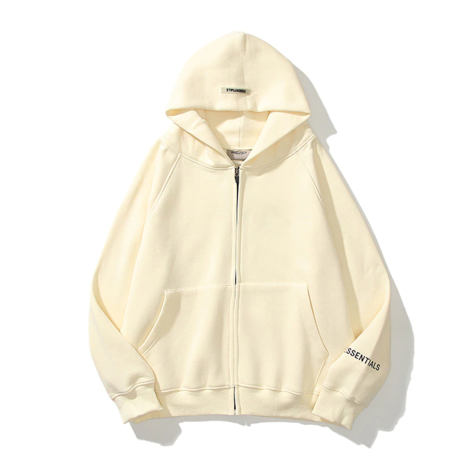 Essentials Reflective Print Zip-up HoodieOversized Cream (3) Essentials Reflective Print Zip-up HoodieOversized Cream