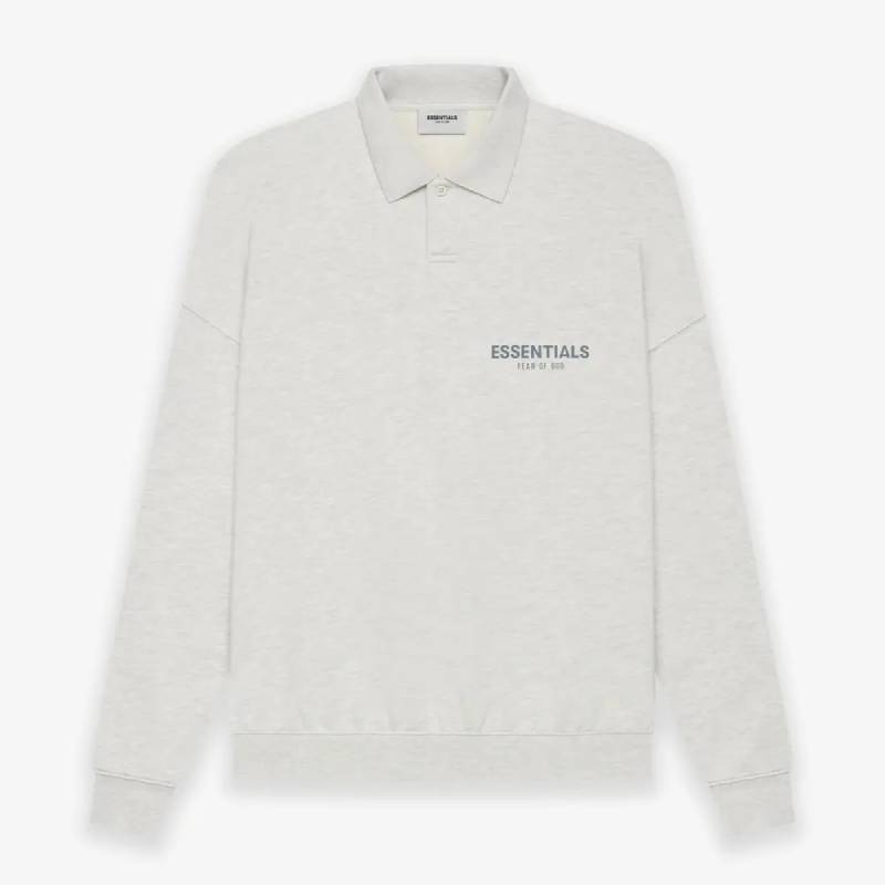 Fear of God ESSENTIALS Long Sleeve Gray Polo Sweatshirt Fear of God ESSENTIALS Long Sleeve Gray Polo Sweatshirt