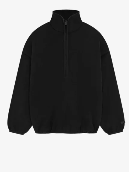 Brushed Zip Half Pullover – Black