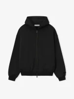 Essentials Embossed Classic Fleece Black Zip-Up Hoodies