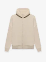 Fleece Zip Hoodie Beige Dusty