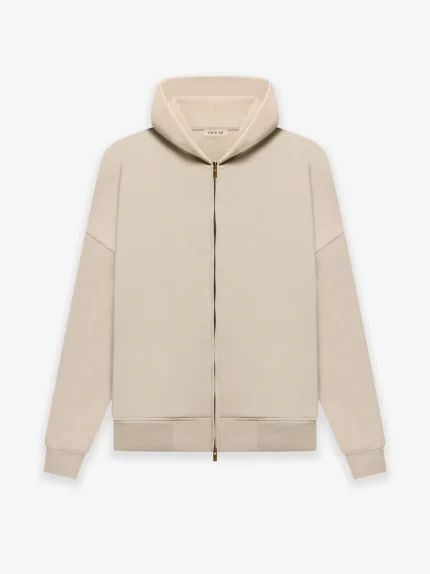 Fleece Zip Hoodie Beige Dusty